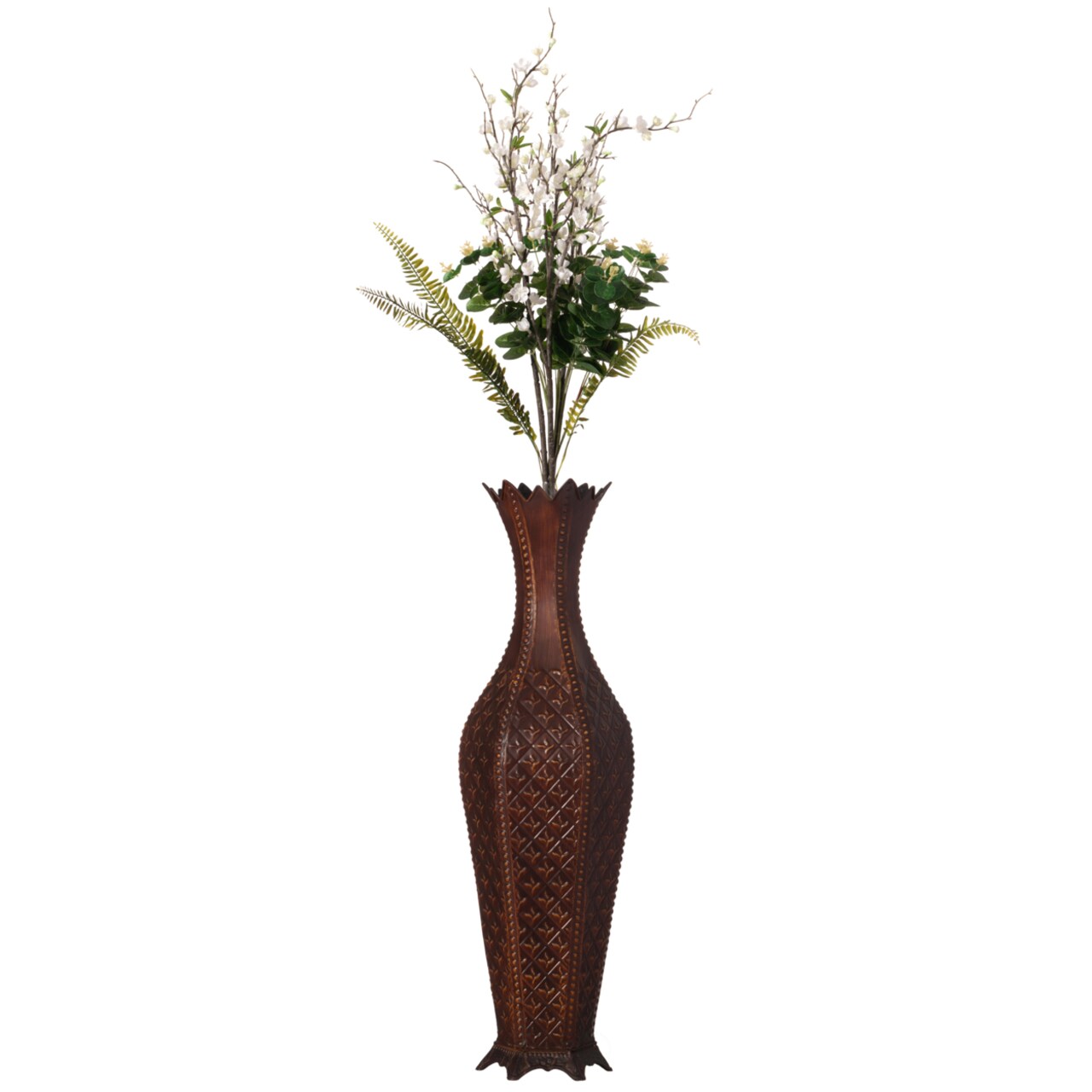 Uniquewise 34-Inch Brown Metal Floor Vase: Elegant Centerpiece Dried Flower Artificial Flower Living Room Decoration Bedroom